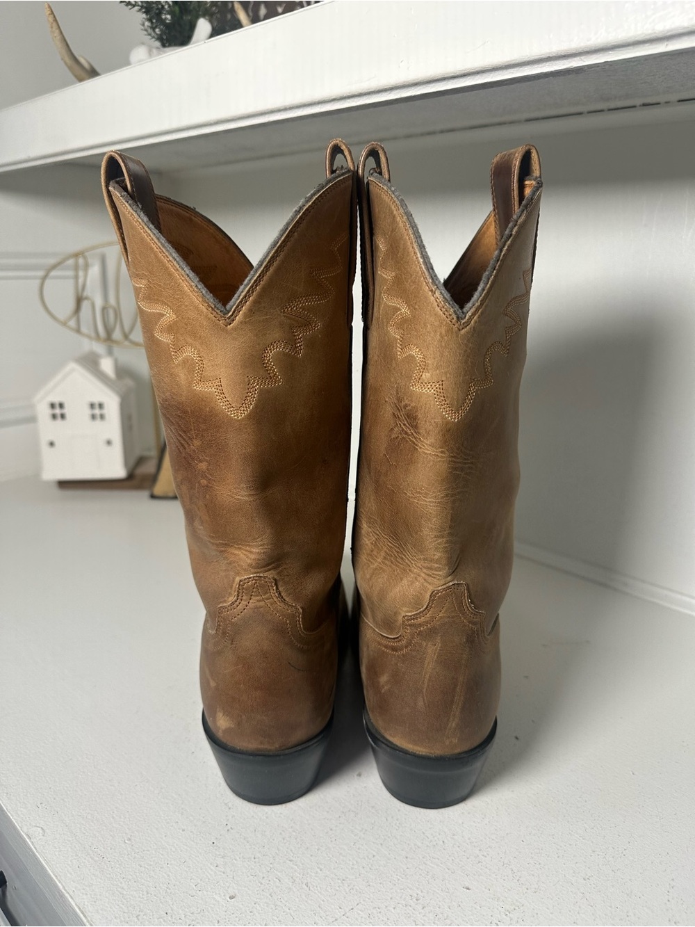 Ariat Men’s 8.5D Women’s 10 Cowboy Boots Brown Leather Western Ranch Rodeo - Picture 6 of 10